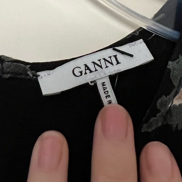 Ganni Carlton Georgette Dress Black Floral - Picture 7 of 9